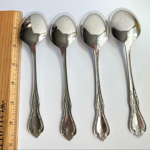 Oneida distinction deluxe HH stainless spoons set of 4 vintage ornate baroque - Picture 5 of 7